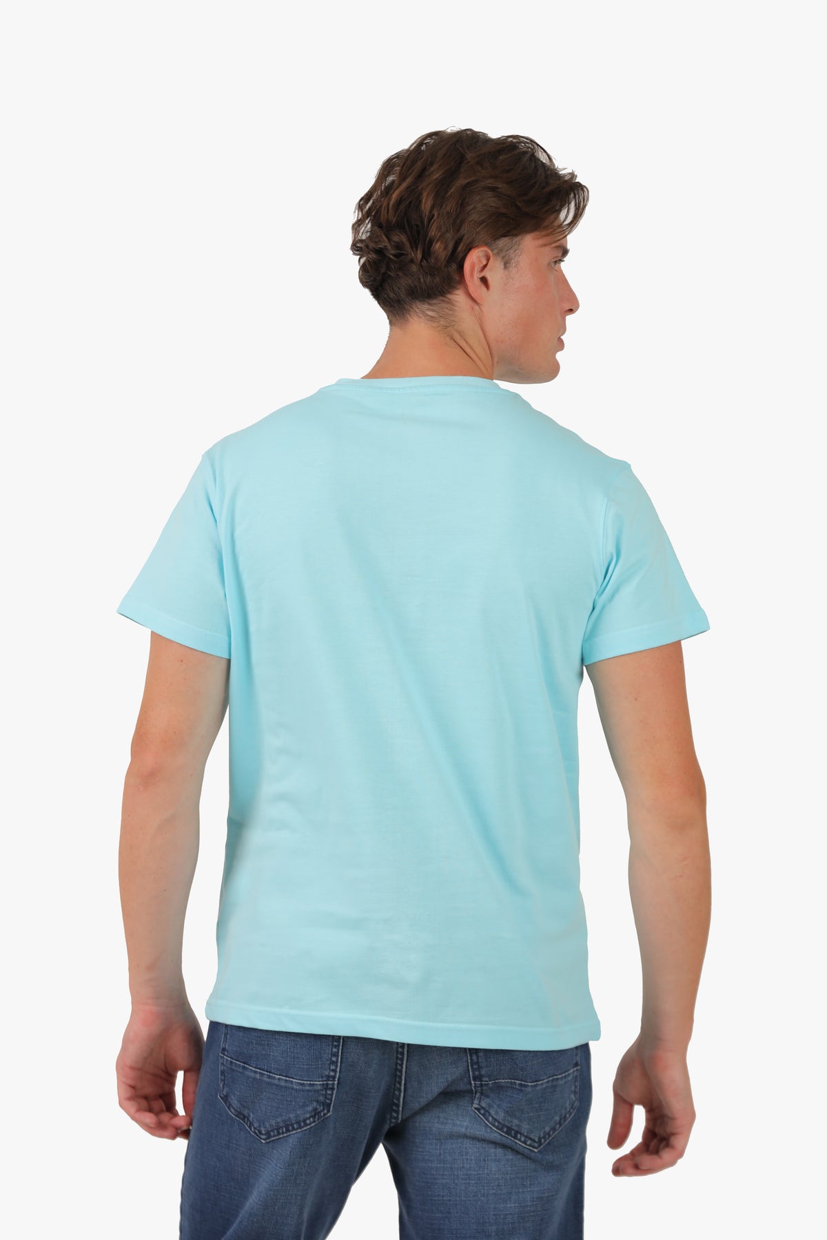 Baby Blue Round Neck Basic T-Shirt