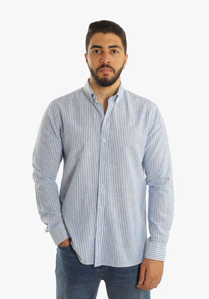 Linen Blue Stripe Long Sleeves Shirt