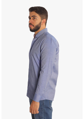 Dark Blue Jacquard Cotton Shirt