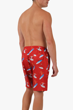 Red Long Leg Surfing Swimwear