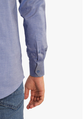 Dark Blue Jacquard Cotton Shirt