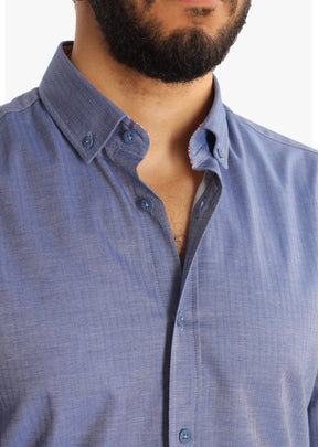 Dark Blue Jacquard Cotton Shirt