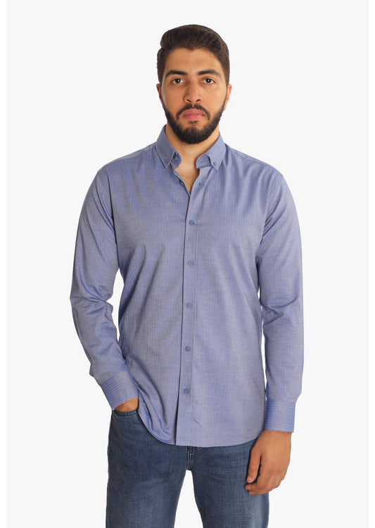 Dark Blue Jacquard Cotton Shirt