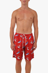 Red Long Leg Surfing Swimwear