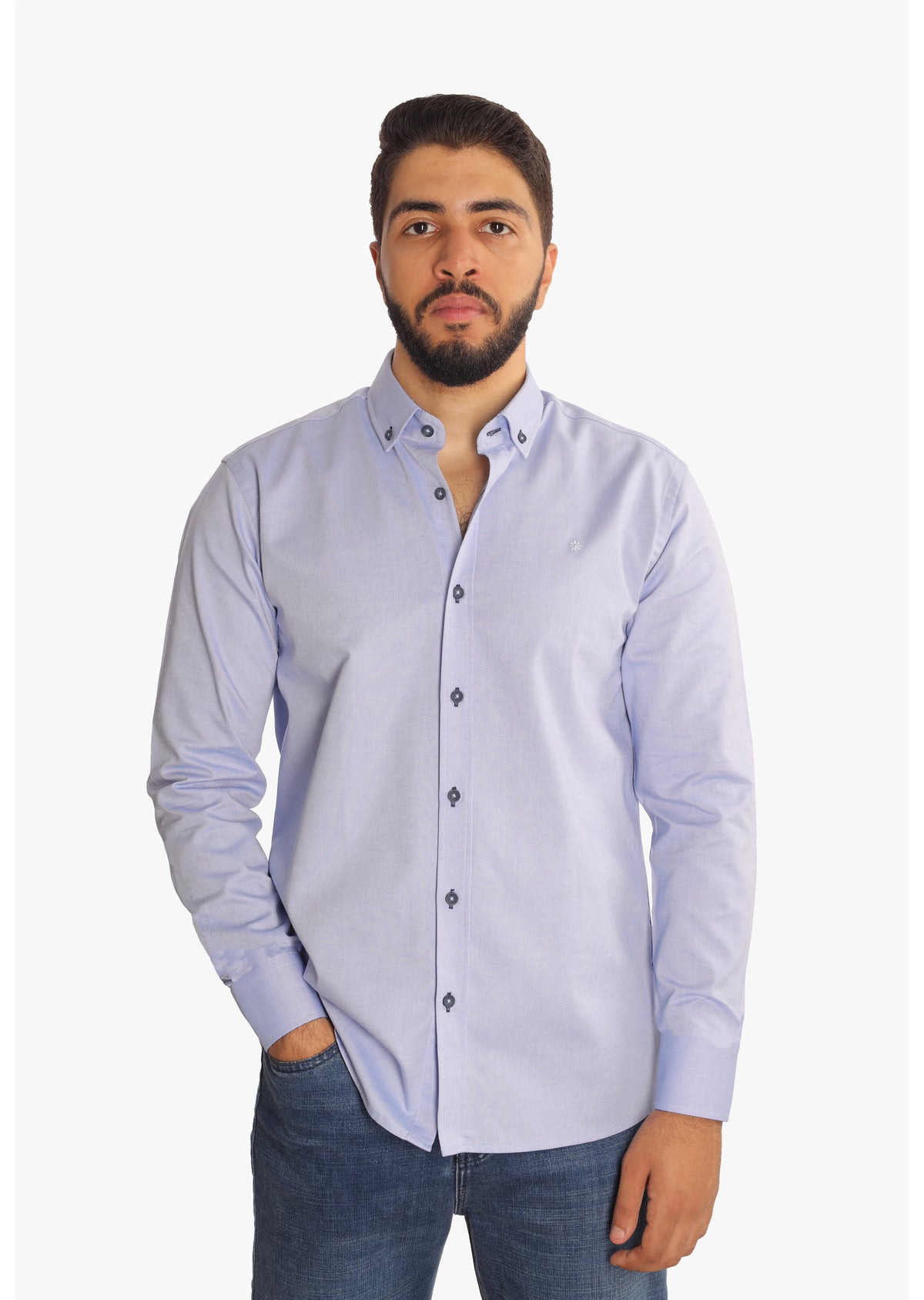 Baby Blue Jacquard Cotton Shirt