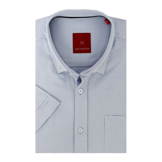 Blue jacquard Short-Sleeves Shirt