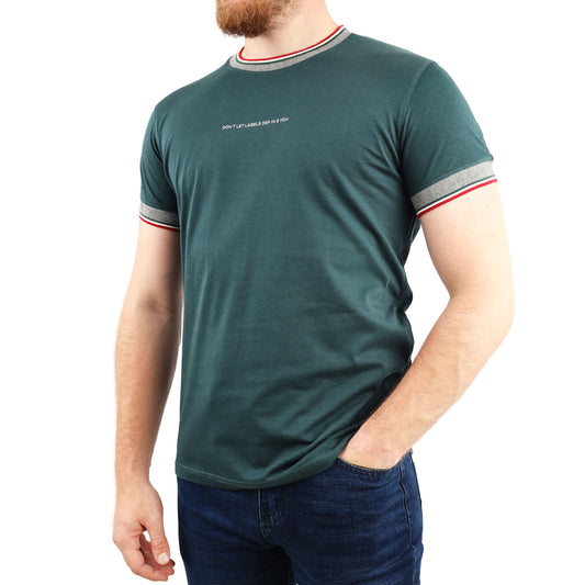Olive Green basic short sleeve T-shirt  with a Trico collar
