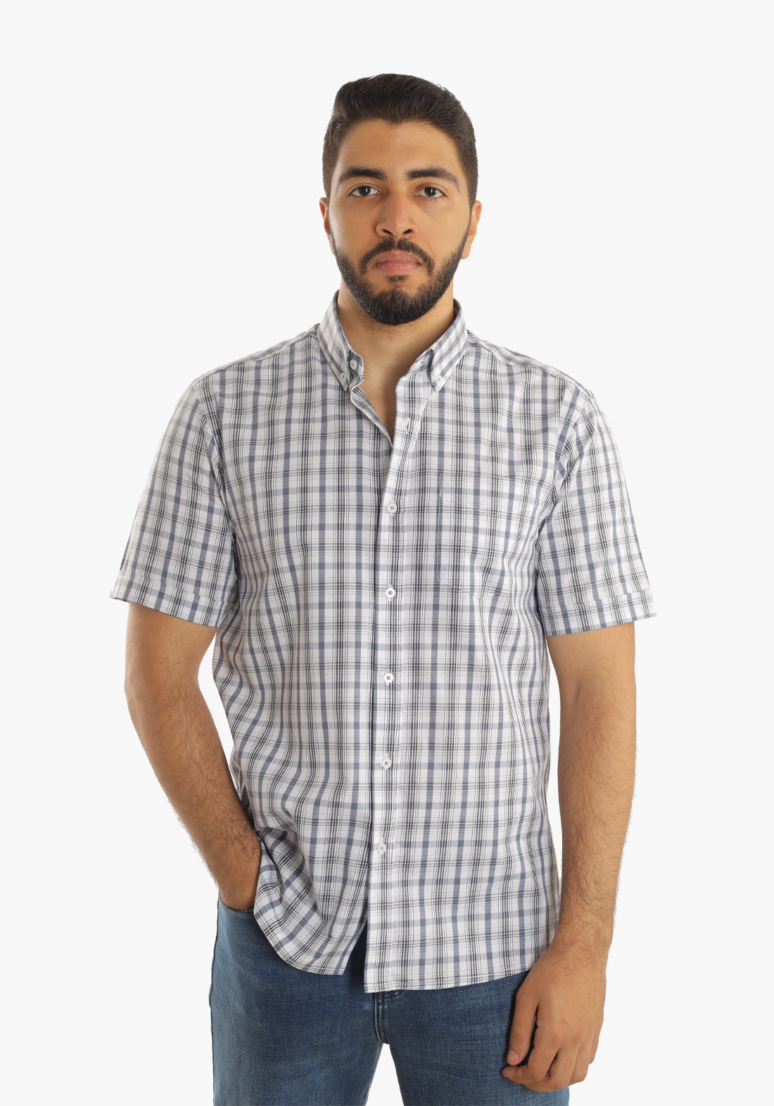 Checkered Short Sleeves Cotton Shirt