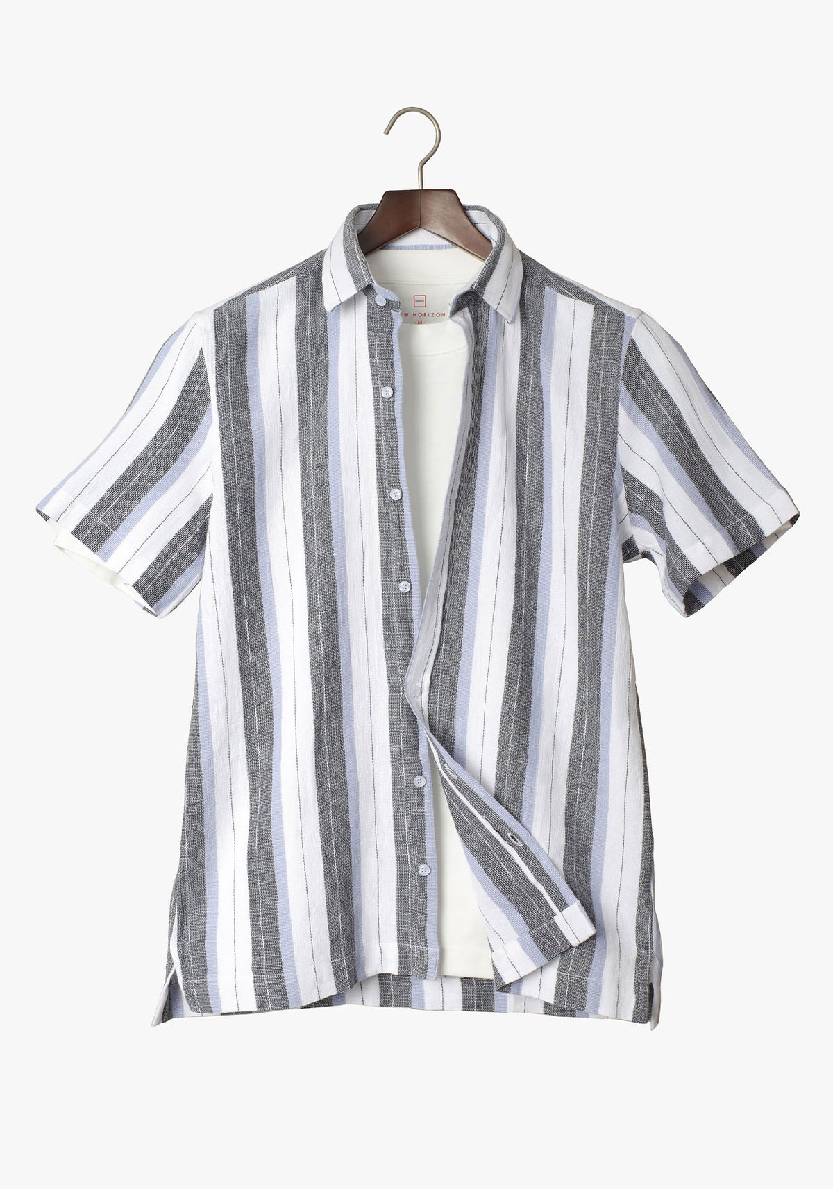 White Double Stripe Short Sleeves Pique Shirt