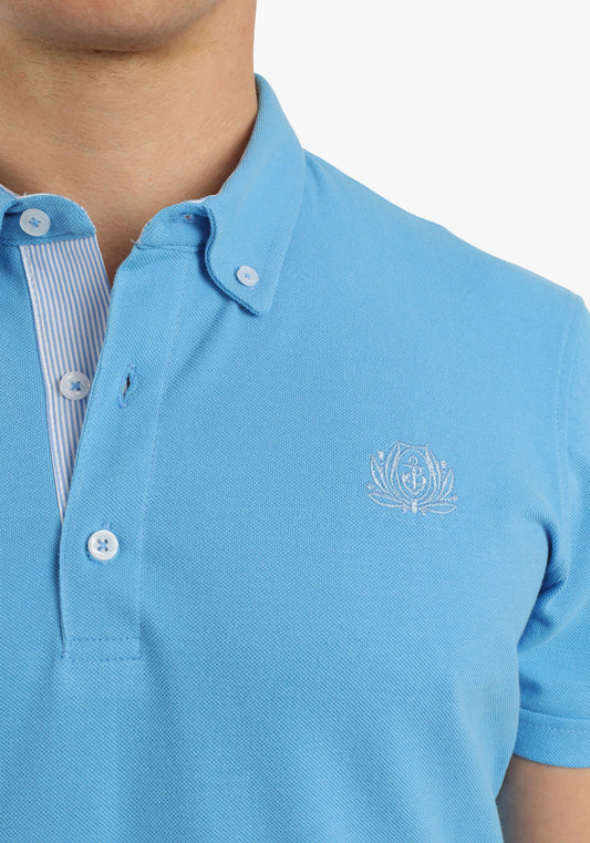 Sky Blue Polo With Chest Embroidery