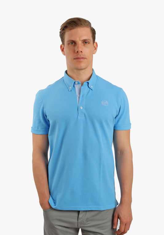 Sky Blue Polo With Chest Embroidery
