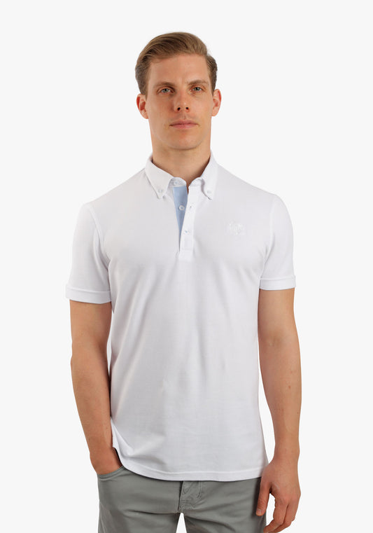 White Polo With Chest Embroidery