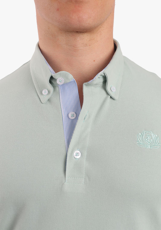 Pistachio Polo With Chest Embroidery
