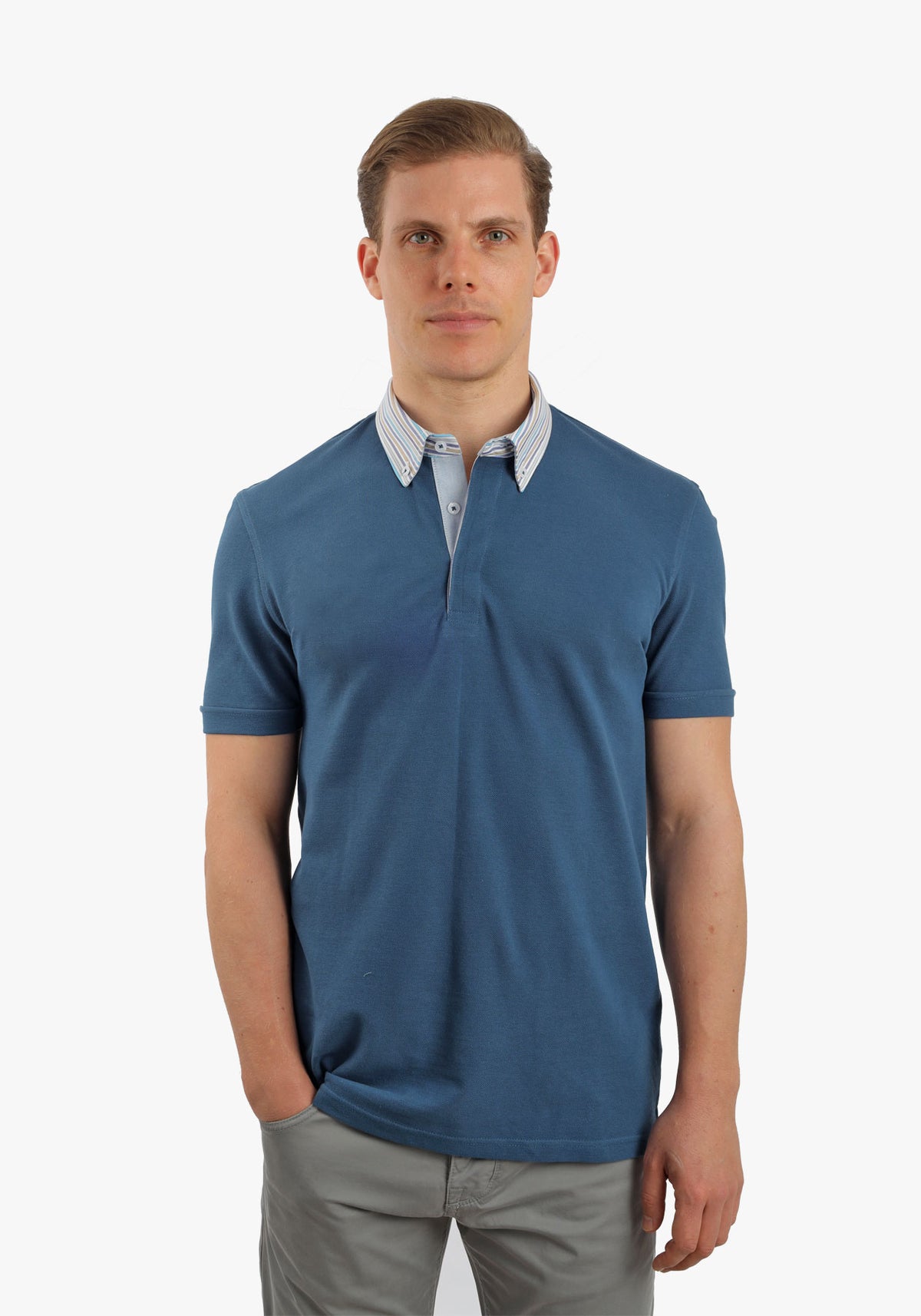 Royal Blue Polo With Shirt Collar