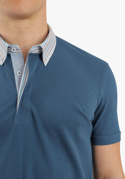 Royal Blue Polo With Shirt Collar