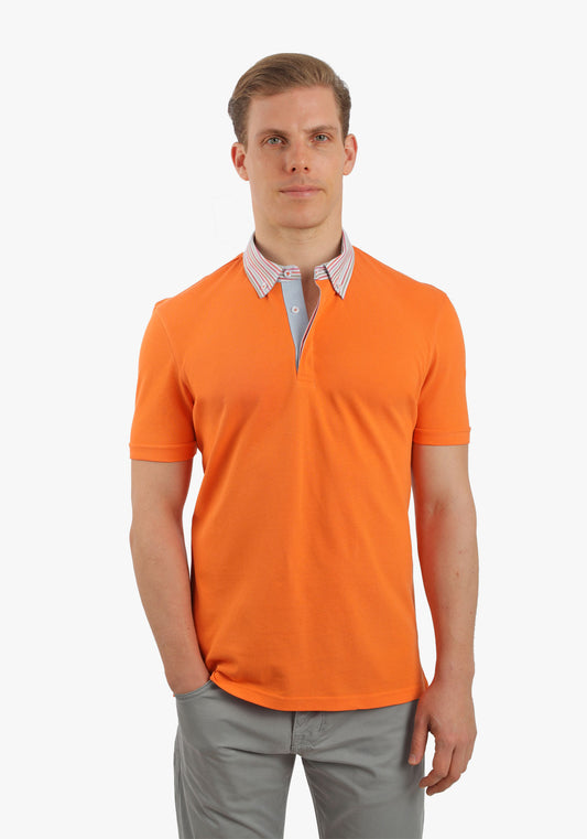 Orange Polo With Shirt Collar