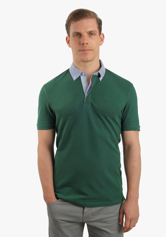 Olive Green Polo With Shirt Collar