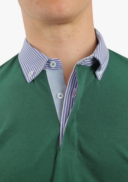 Olive Green Polo With Shirt Collar