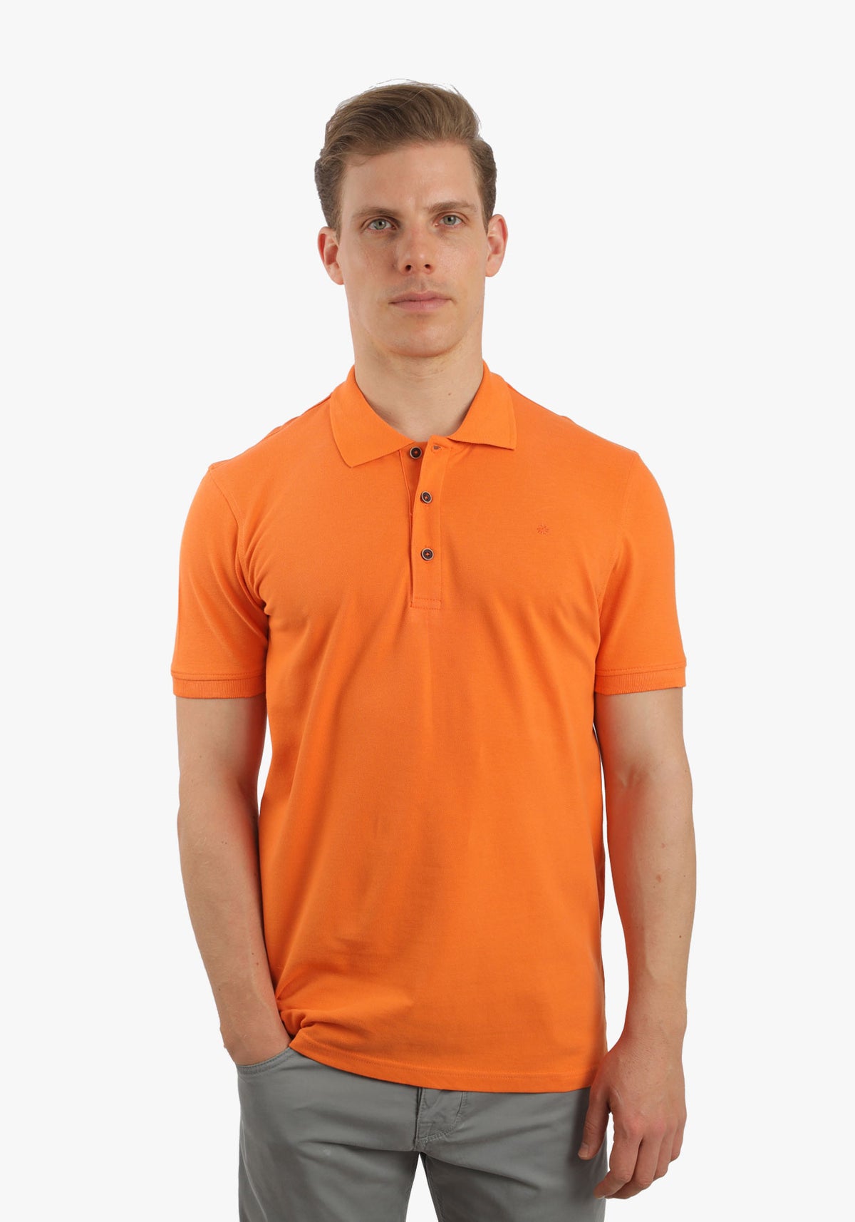 Orange Basic Plain Polo