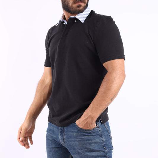 Black Polo Shirt With a Shirt Collar