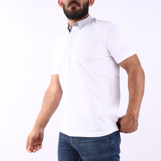 White Polo Shirt With a Shirt Collar